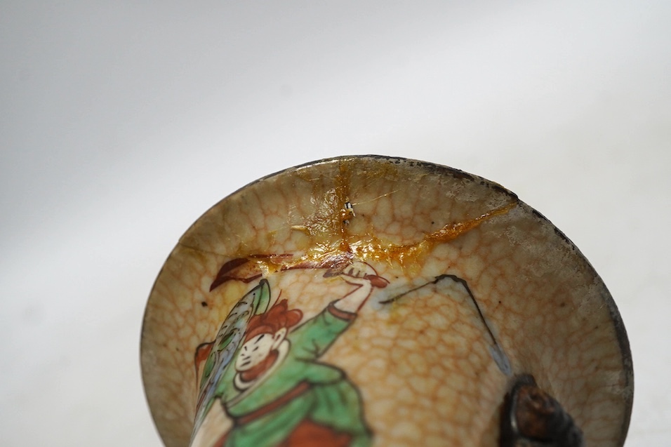A 19th century Chinese crackle glazed vase and a ruby ground vase, tallest 25cm. Condition - crackle glazed vase with repair to rim, otherwise good